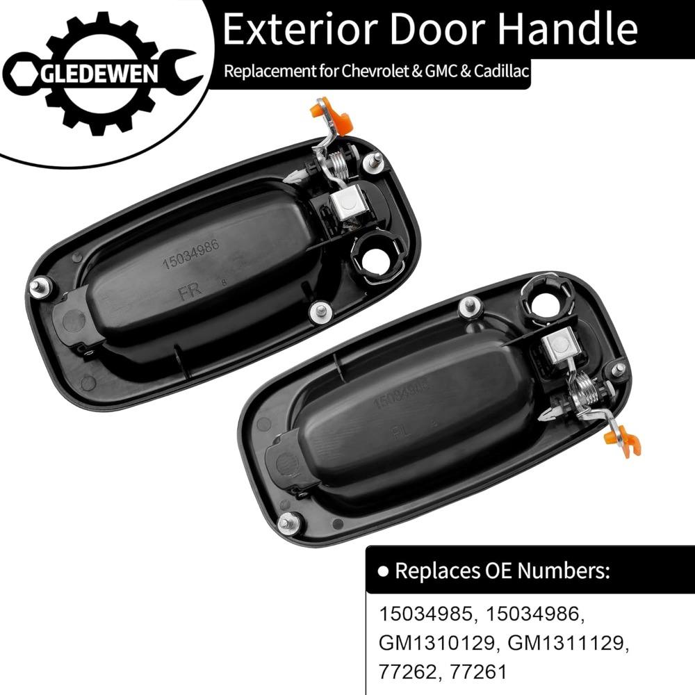 SUNDAY MIRTH Exterior Door Handles, Compatible With 1999-2007 Chevy Silverado,Suburban,Tahoe,Avalanche, GMC Sierra,Yukon,Escalade, Chrome Lever, Front Left & Right Side| Replaces# 15034985, 15034986