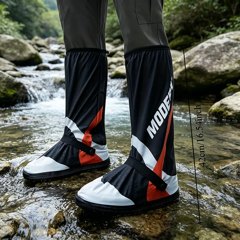 Reusable Reflective PVC Plastic Waterproof Shoe Covers for Men - Foldable, Durable, Non-Slip, Portable Rain Protection Boot Protectors with Oil Protection for Car Washing, Outdoor Activities (Home Care Supplies)