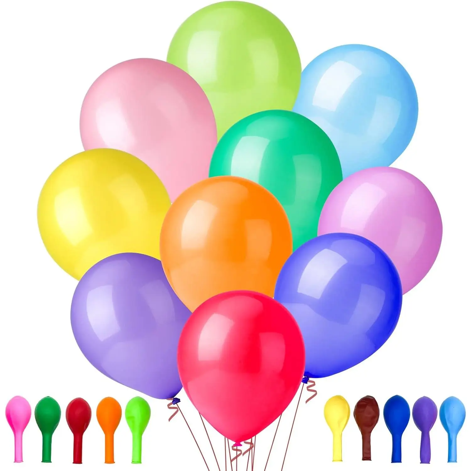100 PCS 12 Inch Assorted Color Bulk Balloons, 10 Colors 10 Per Color, Suitable for Birthday, Family Party, Graduation, Wedding Party Decoration