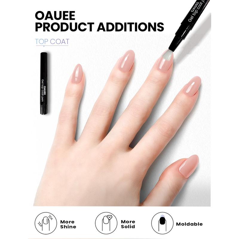 Clean Girl Semi Cured Gel Nail Strips 20+6 Individual Trial Strips | Jelly Milk Tea Nude | Includes 6 Extra Strips to Try | 5-Min UV Cure | OAUEE