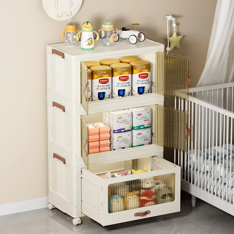 Indoor Rolling Storage Cart with Clear Lockable Lids Baby Safe Toy Organizer Bedroom Home Decor Rolling Trolley Transparent Snap On Cover