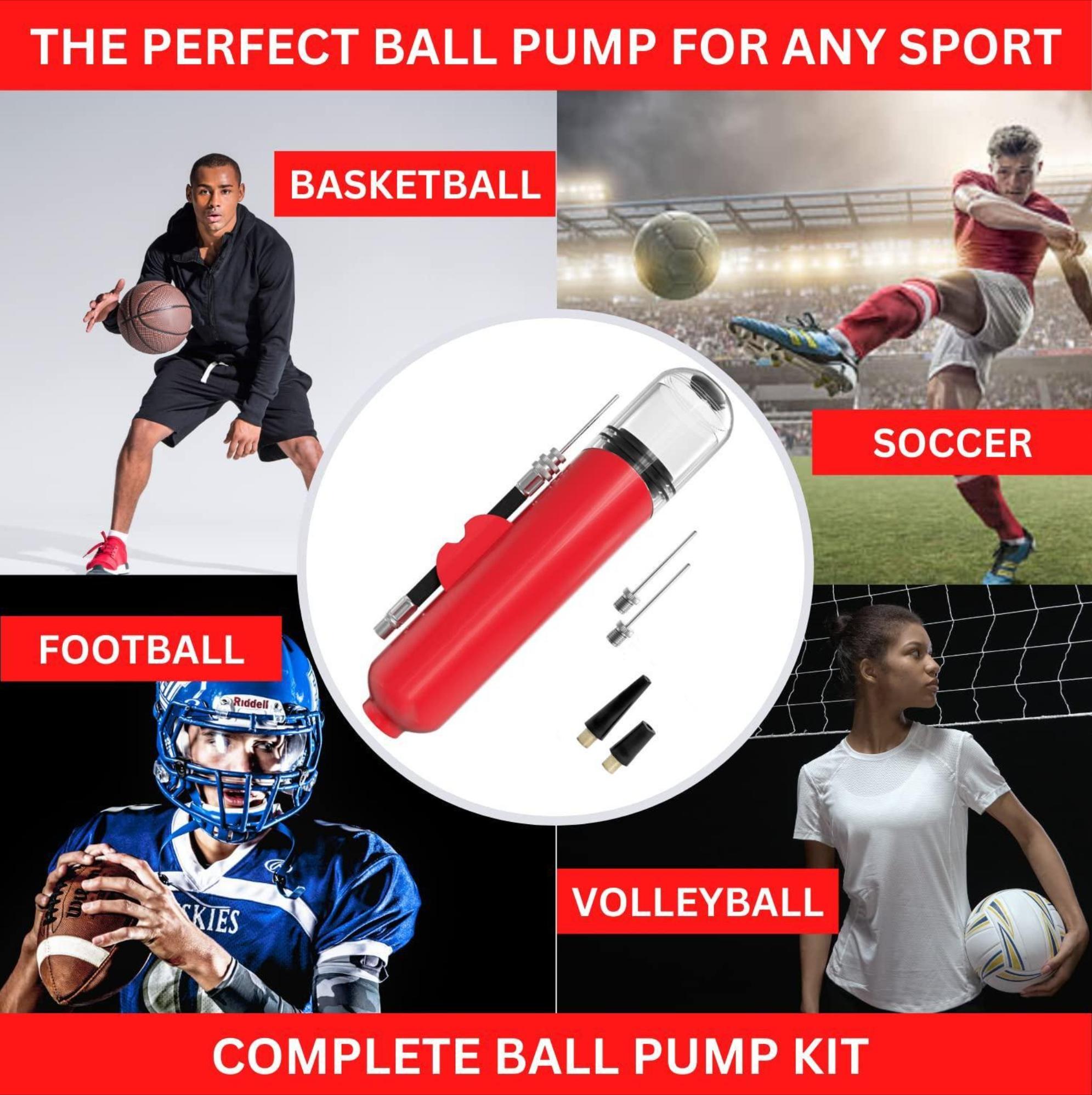 Mini Air Pump with Needle & Nozzle, Portable Double Action Quick Inflation Pump for Basketball, Balloons & All Sports Equipment