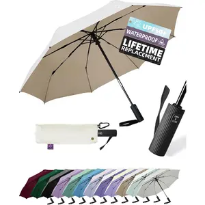 Windproof Travel Umbrella for Rain - 43" Folding Umbrella, Reinforced Frame, Lightweight Parasol with UPF 100+ UV Sun Protection, Cruise Ship