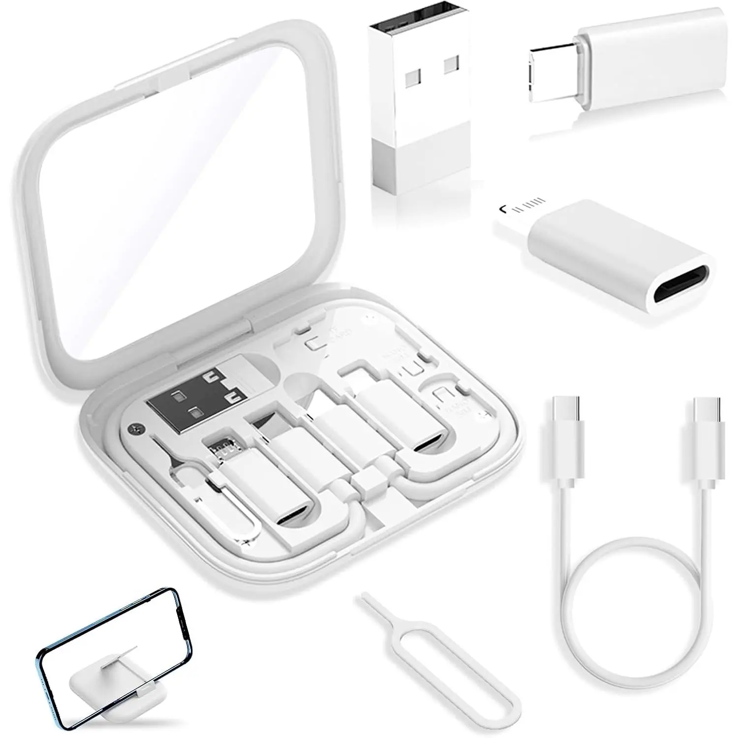 USB Adapter Kit, Type-C to Lightning Adapter, USB-A to C, OTG, White, Otg Support, Single Unit, Type-C Plug
