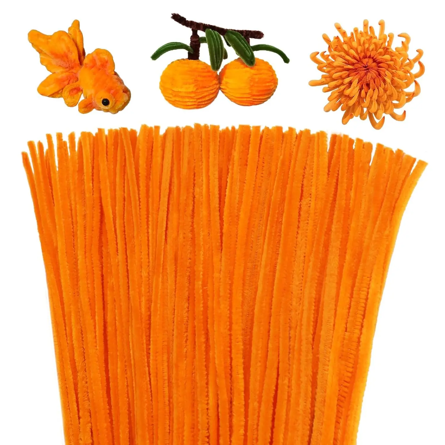 100 count Pipe Cleaners Chenille Stem, Orange Pipe Cleaners Craft | Fuzzy Sticks Craft Supplies, Pipe Cleaner for Mother's Day Creative  DIY Art Gifts for Mom Craft Project