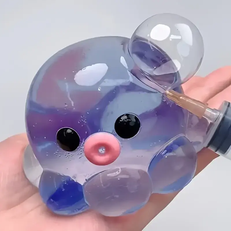 Squishy Nylon Bubble Pop Fidget Toy - Adorable Octopus Design Stress Relief Ball for 3-4 Years Kids, Concentration Boosting & ASMR Fun, Clean with Mild Soap and Water