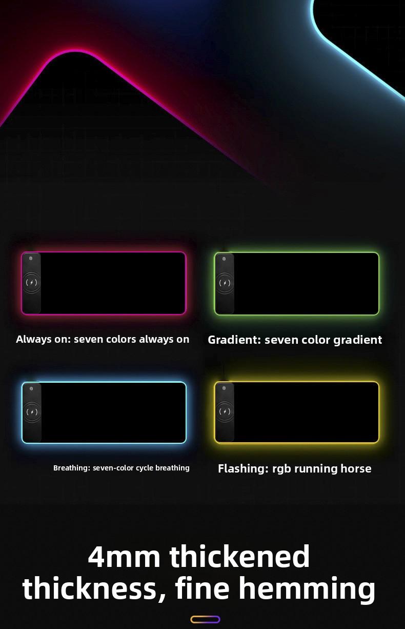 XXL Gaming Mouse Pad with Magnetic Wireless Charging, RGB Black Mousepad Desk Mat with 15W Fast Charger, Waterproof Laptop Writing for Office, Home, Gaming Desktop Accessory