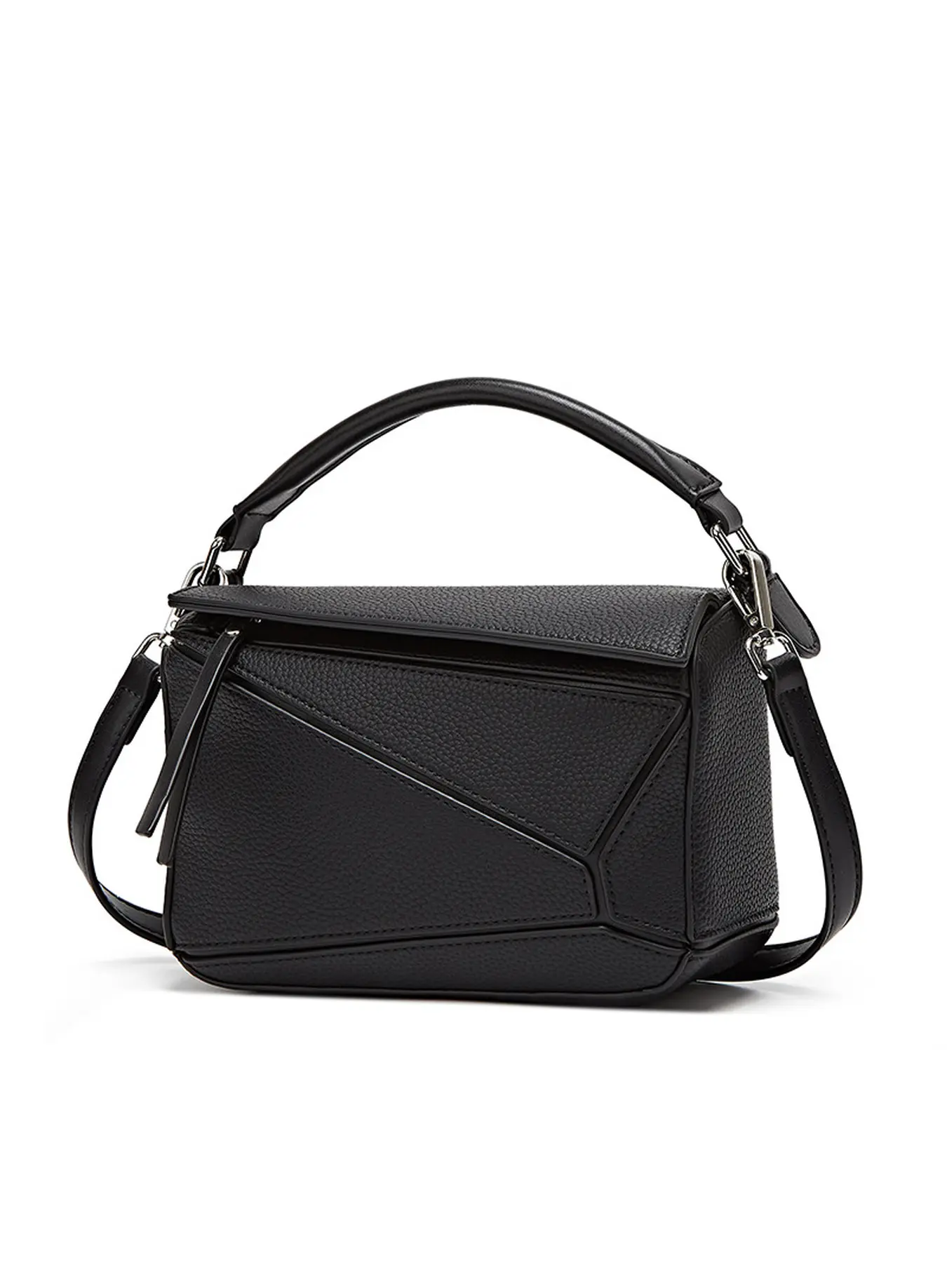 Retro New Fashion Geometric Pillow Bag High-Quality Classic Leather Bag Patchwork Lunchbox Handbag Light Luxury Single-Shoulder Crossbody Bag