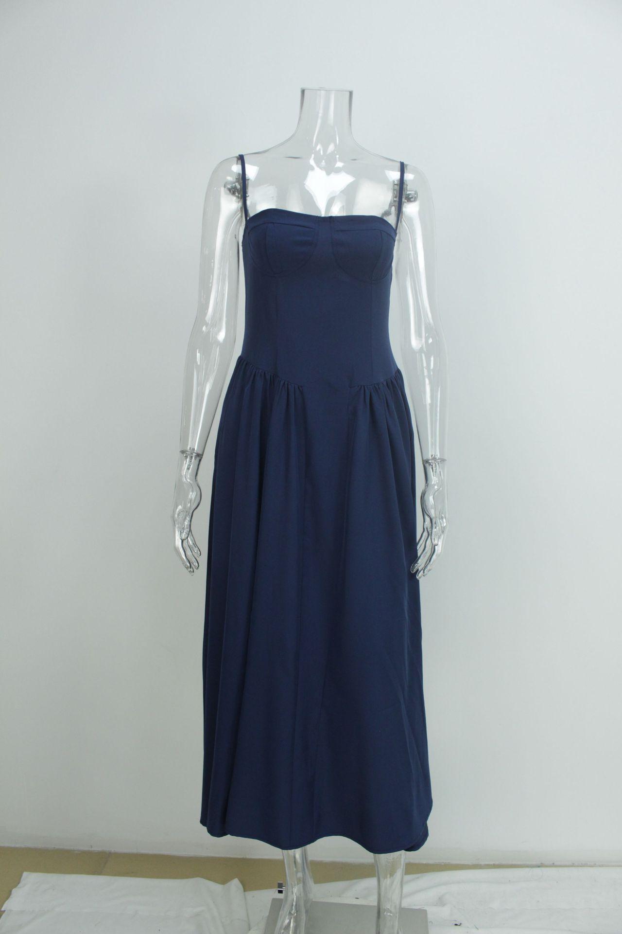 2026 beautiful women's clothing, new spring models, French retro court style solid color suspender dress