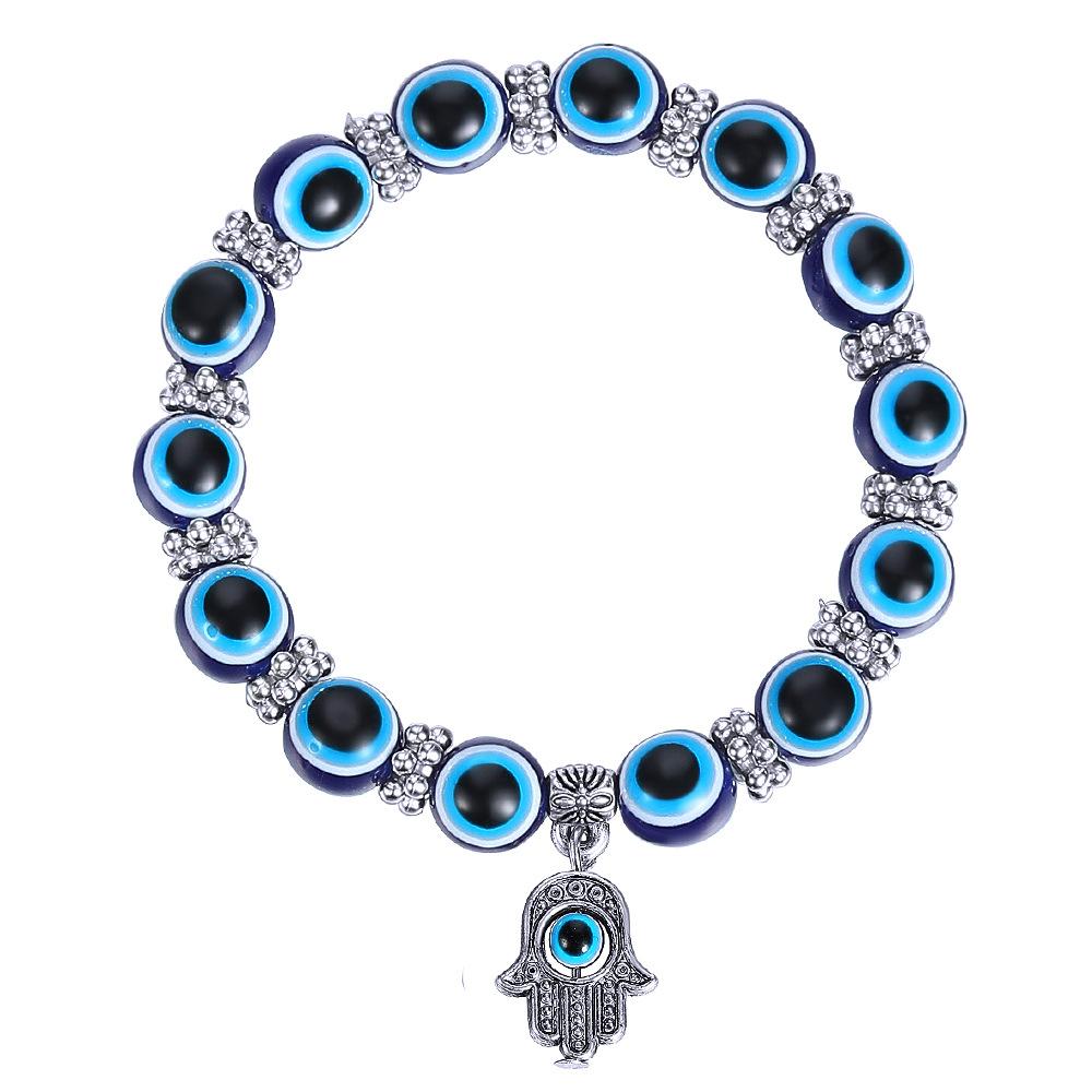 Evil Eye Bracelet Butterfly Elephant Fatima Hand Pendant Resin Beads Blue Eye Bracelet