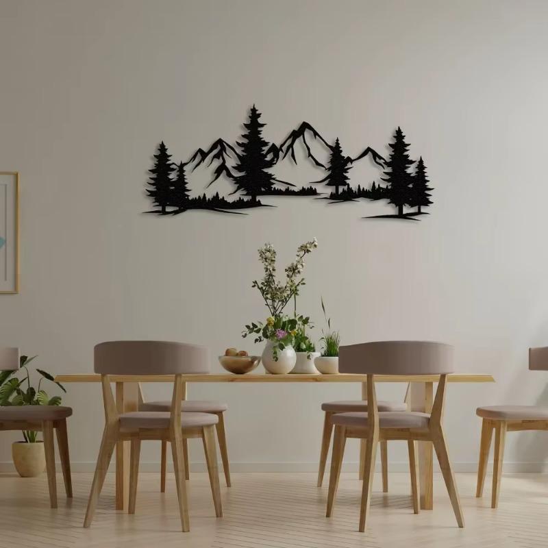 Mountain & Tree Pattern Wall Art, Rustic Forest & Mountain Wall Decor, Artistic Nature Wall Decor for Home Living Room Bedroom Farmhouse, Gift