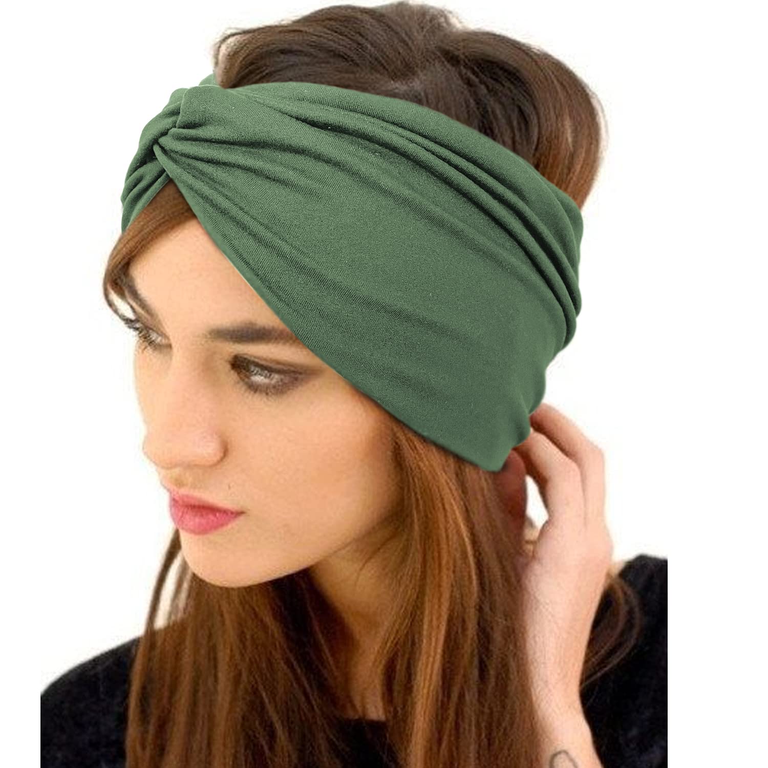 10Pcs/Pack Women Headbands African Wide Hair Wrap Turban Twist Headband for Women Large Sport Workout Stretch Non-slip Big Hair Bands