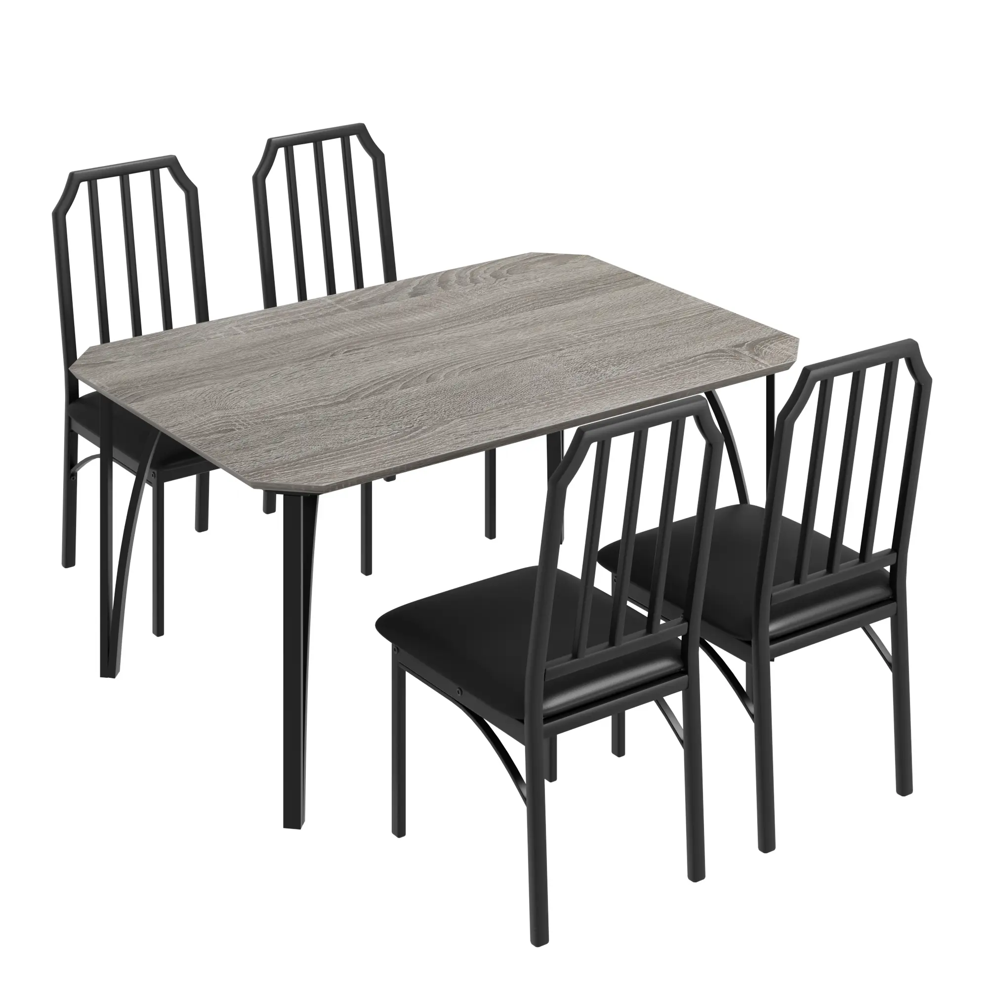 Garvee Versatile 3/5 Piece Dining Table Set with Chairs – Chamfer Edge, Cushioned Seats, Compact Kitchen & Dining Room Furniture, Sturdy Wood and Metal – Rustic Brown & Grey for Small Spaces
