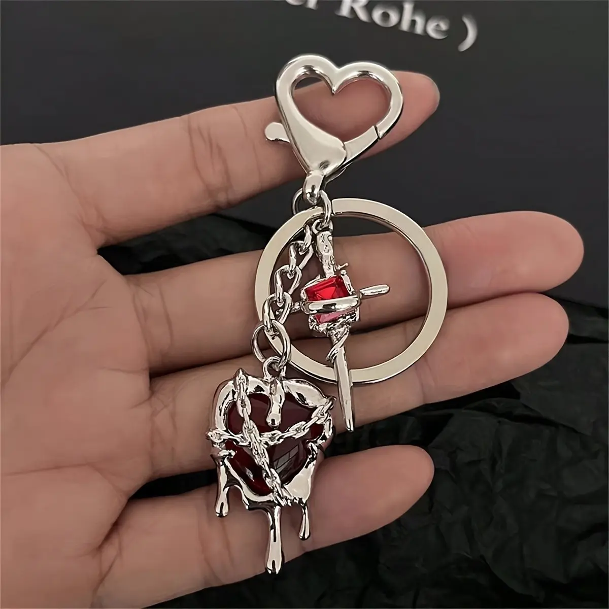 [Sweet Heart Keychain] 1pc Ins-Style Sweet Cool Heart Cross Keychain, Y2K Aesthetic Key Ring, Niche Key Pendant