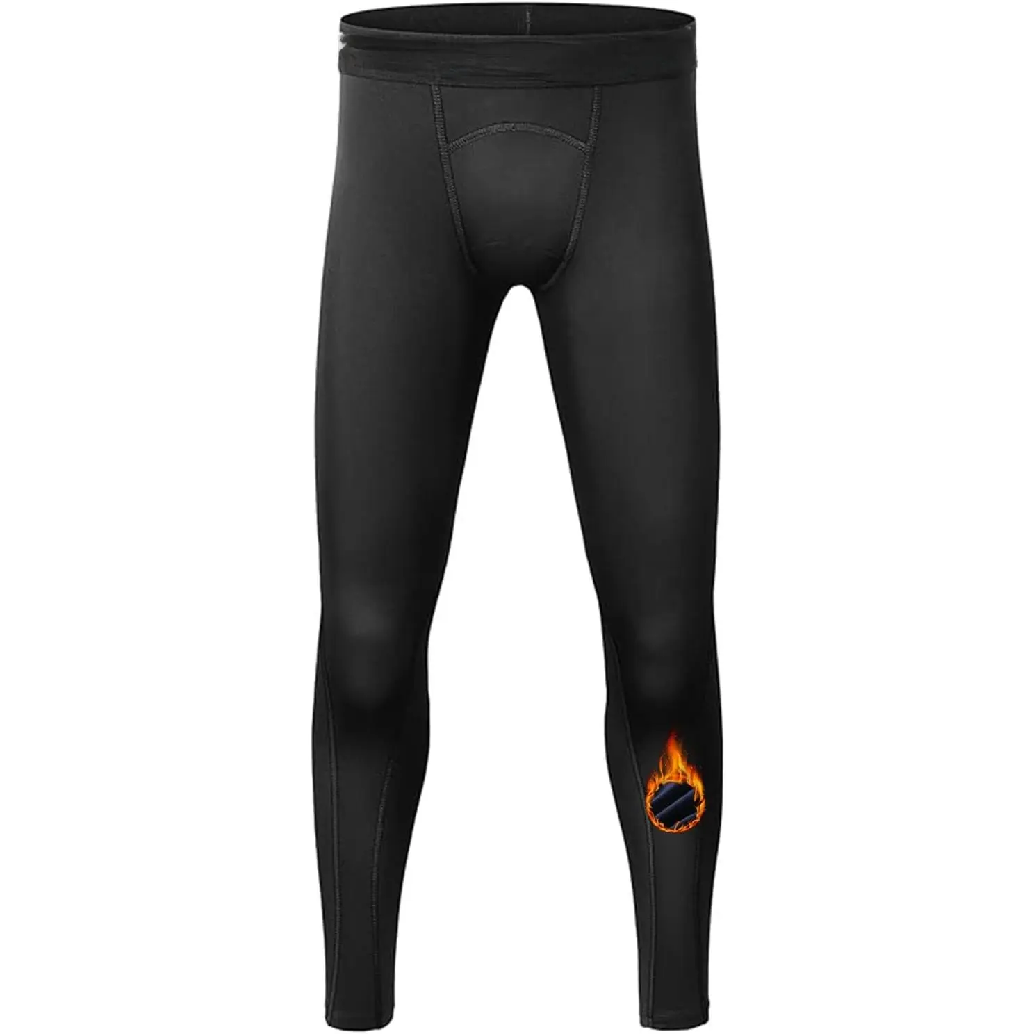 Boys' Thermal Compression Leggings - 1 or 2 Pack Fleece-Lined Base Layer Tights for Male Youth Cold Weather Gear, Available in Small, Large Sizes