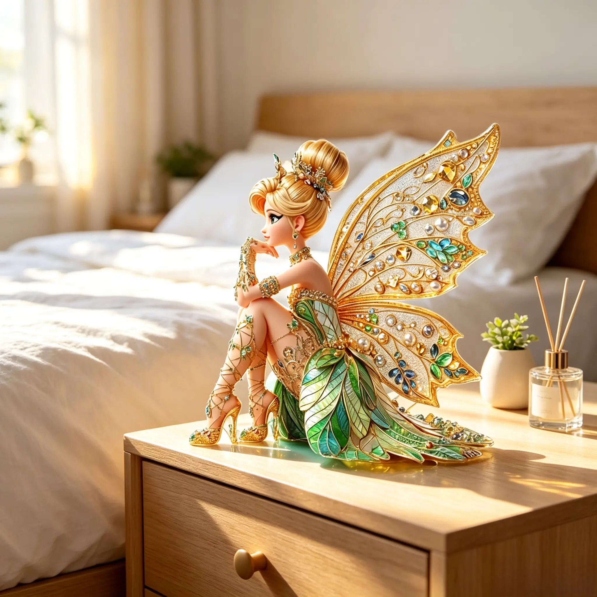 Sparkling Acrylic Fairy Elf Figurine - Crystal Angel Ornament for Bedroom, Living Room Home & Office Desktop Decor, Ornaments