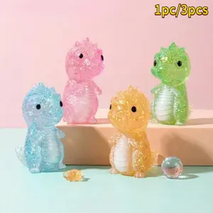 Shiny Crystal Dinosaur Stress Relief Toy, Soft Slow-Return, Portable Travel Fidget, Ideal Gift for All Ages, Blue (boy), (girl)