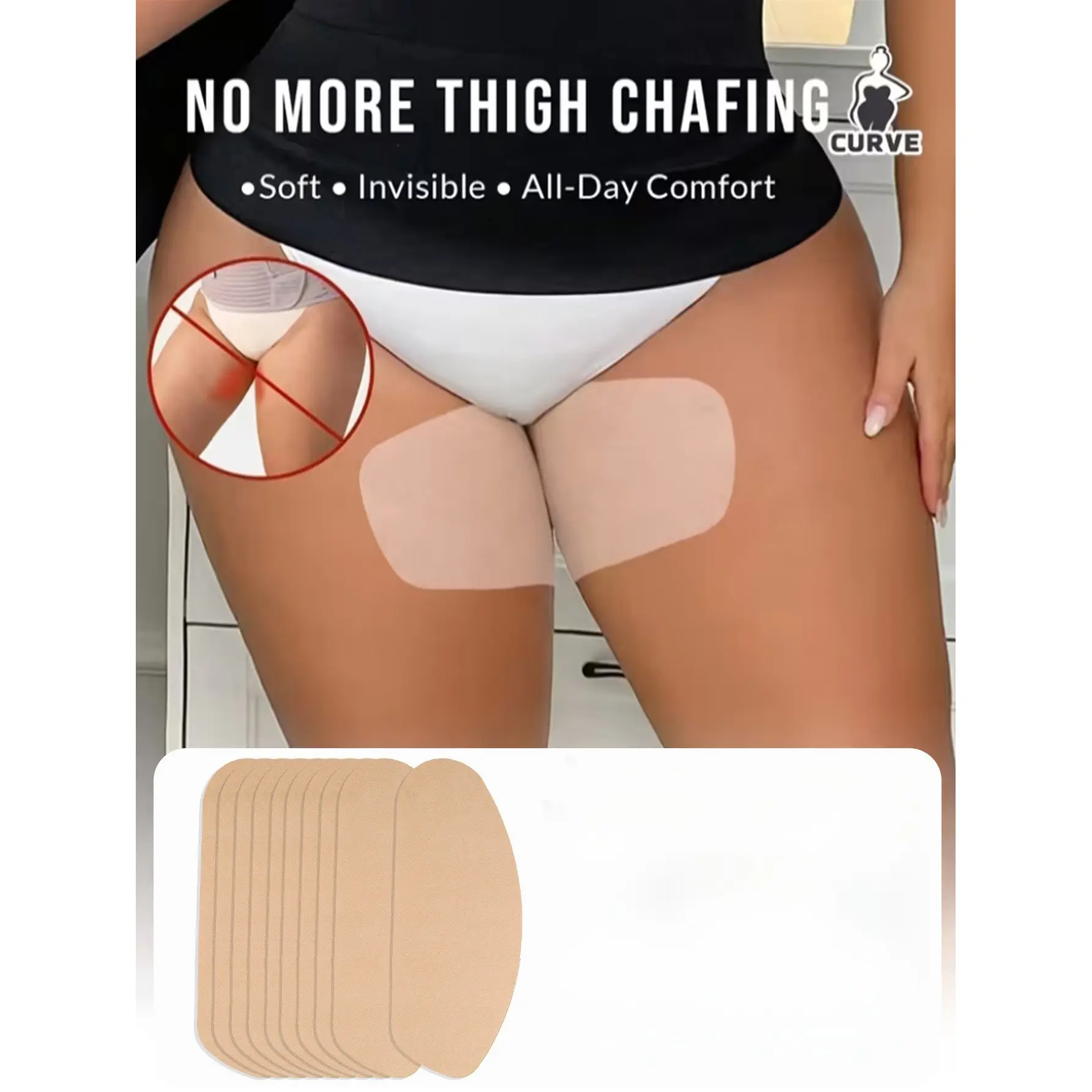 10 Pcs Invisible Thigh Stickers, Anti-Friction Sweat Barrier, Multi-Use Leg Pad, Relief Leg Pressure, Women's Tight Pants Thigh Sticker