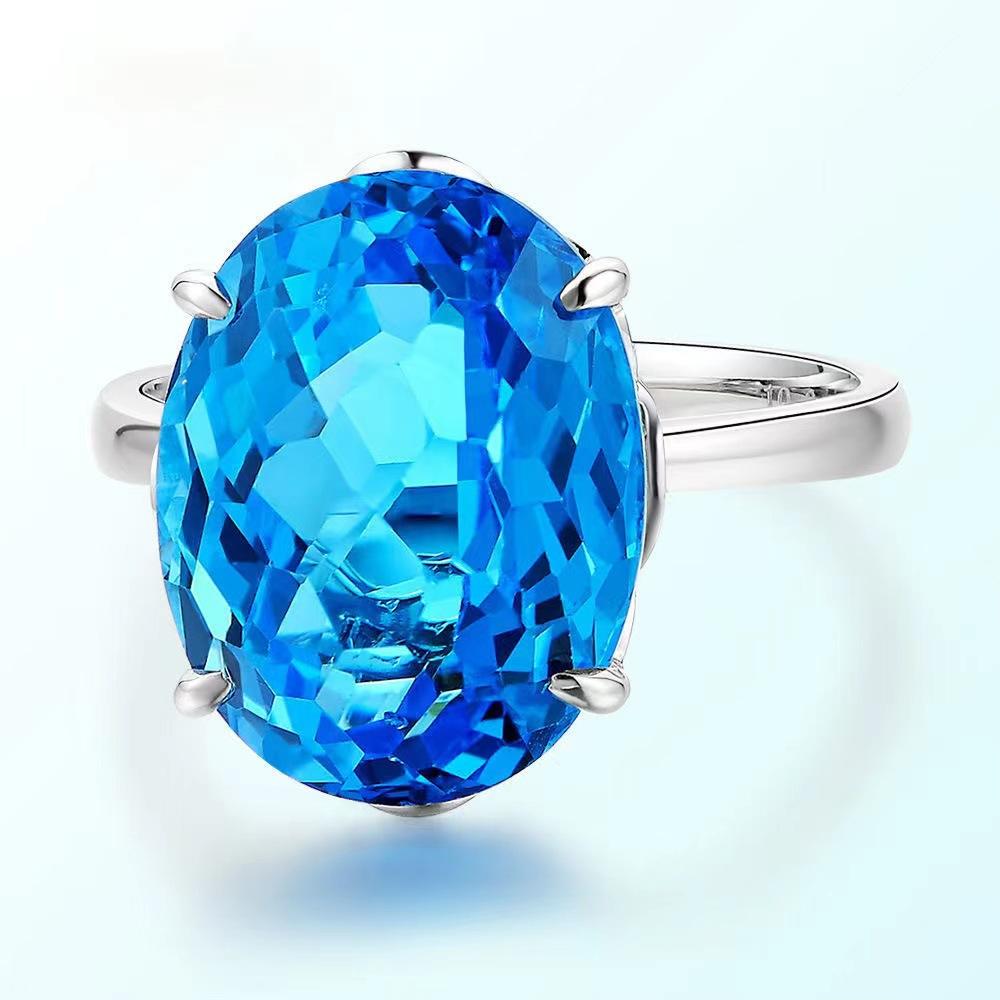Same style imitation natural topaz set: colored gemstone ring, earrings, and pendant for women