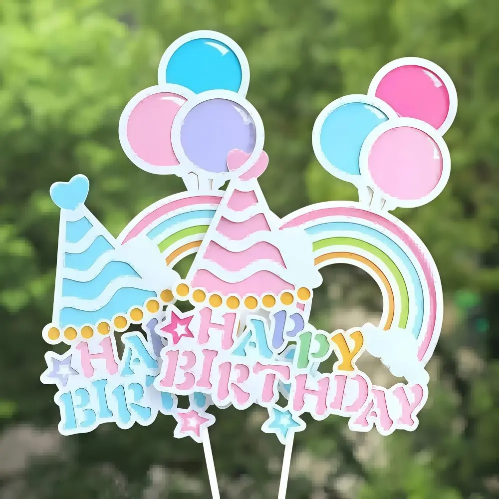 5 Piece Birthday Cake Topper Set, Butterfly Cake Toppers, Crown Butterfly Castle Rainbow, Kids Party Baby Shower Cupcake Decorations, DIY Baking Supplies