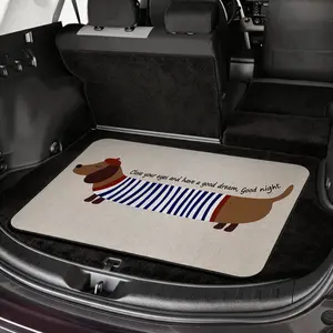 Cute Dachshund Car Trunk Mat, Sausage Dog Print Cargo Liner, Non Slip Trunk Protector, Pet Hair Dirt Stain Resistant, Durable Cute Car Decor, Universal Fit Sedan SUV Van, Great for Road Trip Camping Pet Travel Daily Use