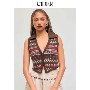 Cider [size 2-10] Knit V-neck Aztec Geometric Vest