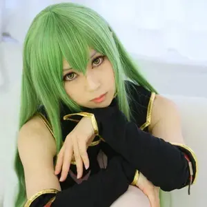 Anime Code Geass C.C CC Empress 100cm 39" Green Long Straight Cosplay Wig Synthetic Wigs