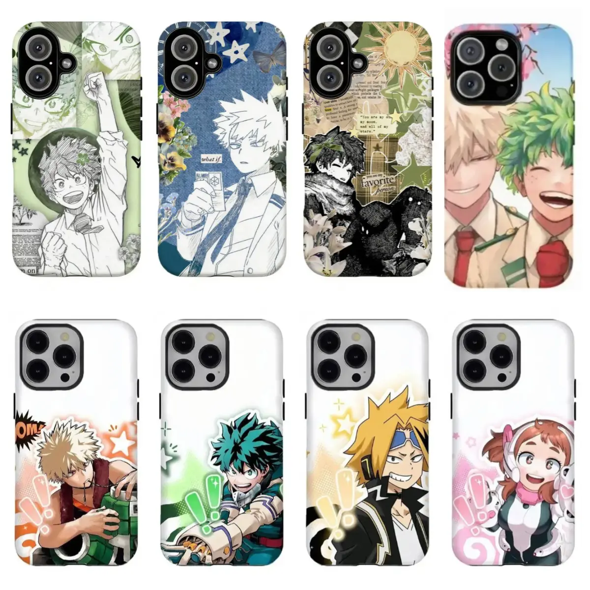 MHA Deku & Bakugo Collage Phone Case, Anime Durable phone case for iPhone 12, 13, 14, 15, 16, 17 Pro Max, Pro, Plus, and 17 Air,the perfect gift for her or him, ideal for parties.