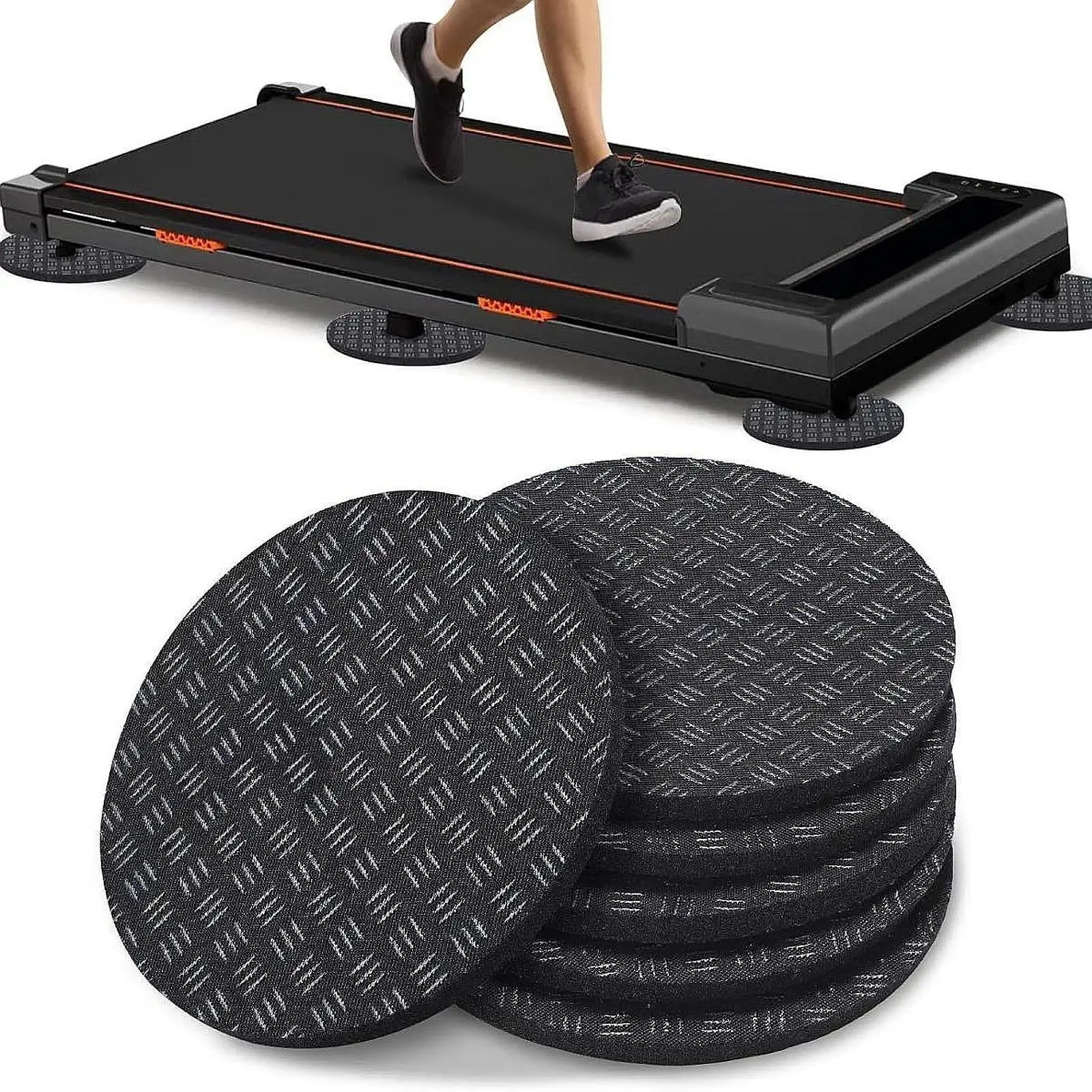 6 Pcs Non-Slip Treadmill Mat Pad Shock Absorption Noise Reduction Exercise Equipment Mat for Carpet Hardwood Floors Indoor Gym