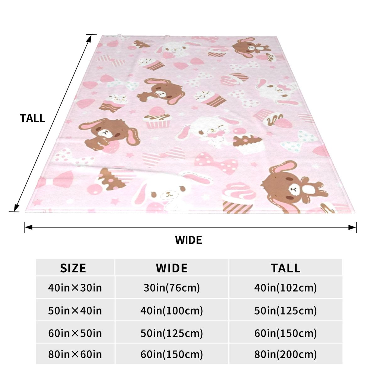 Aura Blankets Cartoon Sugarbunnies Flannel Throw Blanket Blanket for Sofa Couch Super Warm Plush Thin Quilt Superb Christmas blanket gift