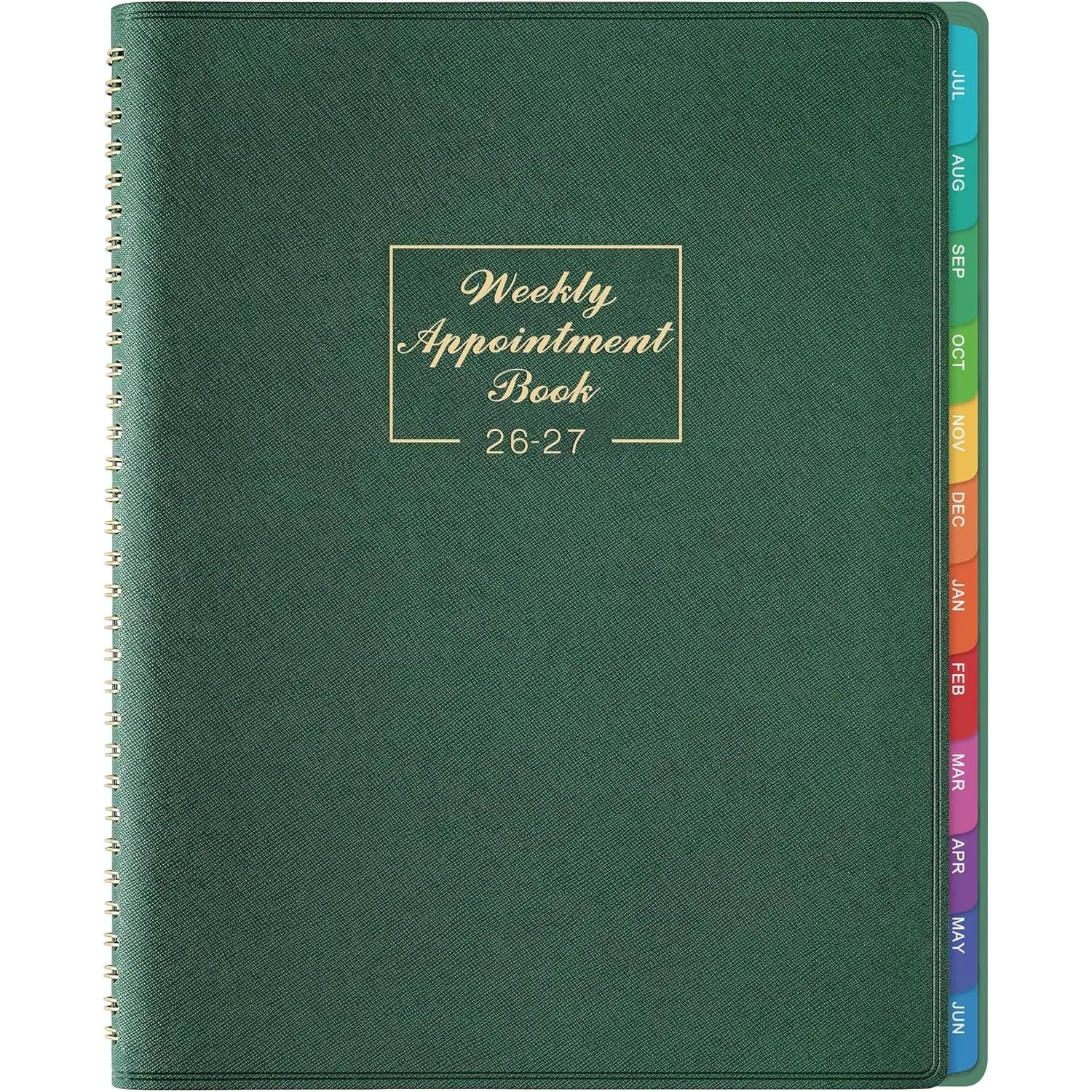 2026-2027 Weekly Appointment Book - Daily Hourly Planner 2026-2027, (July 2026 - June 2027), 8.5" x 11", 15-Minute Interval, Flexible Soft Cover, Monthly Tabs, Green