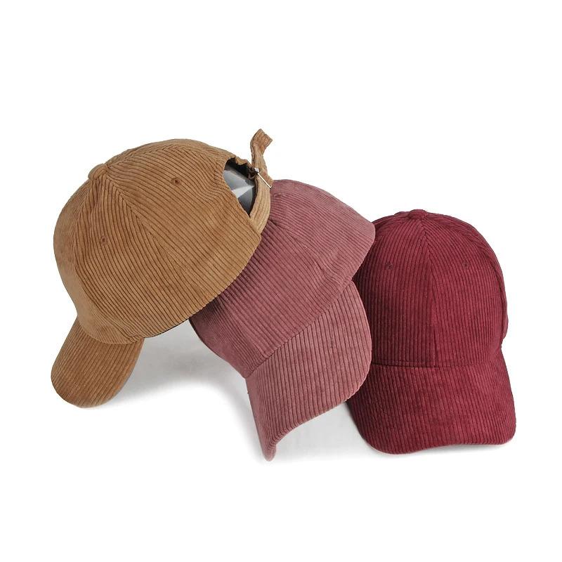 New autumn and winter solid color corduroy baseball cap for men and women, simple duckbill cap