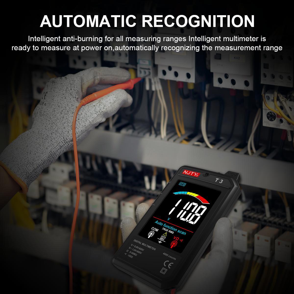 NJTY T3 Smart Digital Multimeter, High Precision Tester, Auto‑Ranging Multimeter for Measuring Voltage and Resistance, Rechargeable Multimeter with Live Wire Recognition, AC Voltage Tester #GLOBAL PICKS