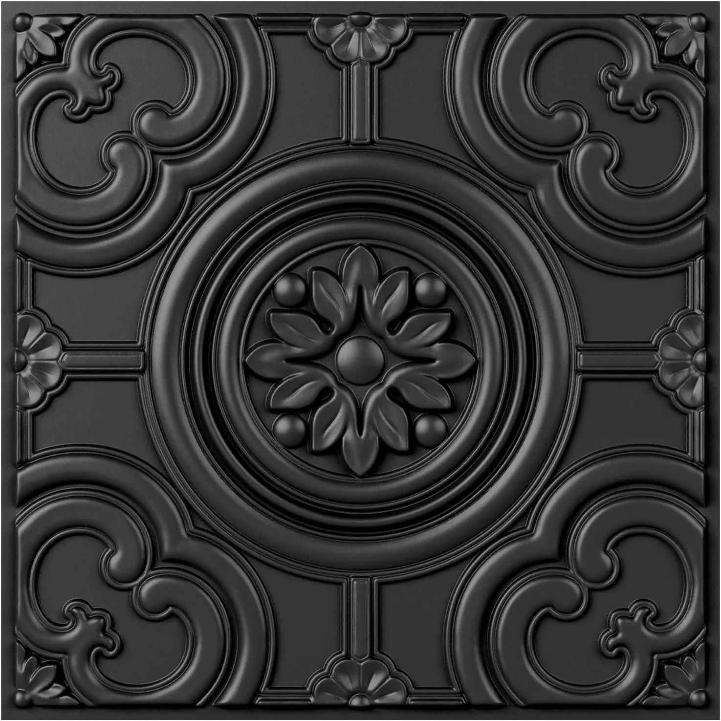 12-Pack 24"x24" Drop Ceiling Tiles,  Glue up Ceiling Panels, Black | PVC ceiling panels, 24"x24", , glue-up install, basement kitchen bathroom, 12-pack, set B