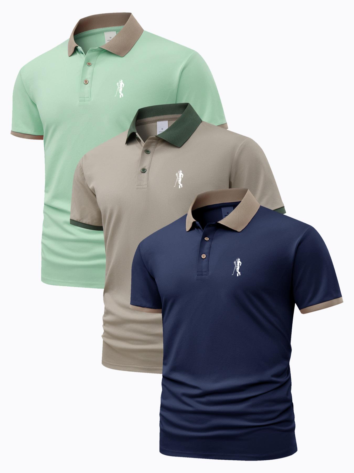 Men's Contrast Binding Short Sleeve Polo Shirt, Regular Fit Casual Graphic Top for Summer, Men's Clothes for Daily Wear, Polo Tees