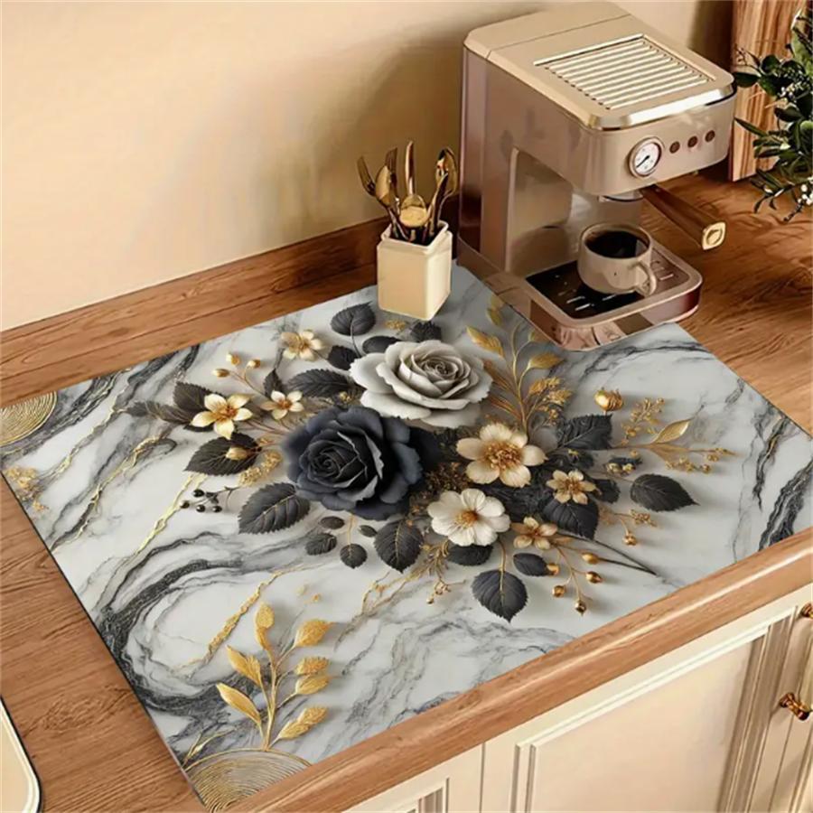 2DFlatFlower Pattern Gas Stove Cooktop Panel Protector Cover, 1 Count Heat & Scratch Resistant Stove Top Protector, Easy To Clean Stove Top Cover for Home Dining Room Barbecue Floral Pattern