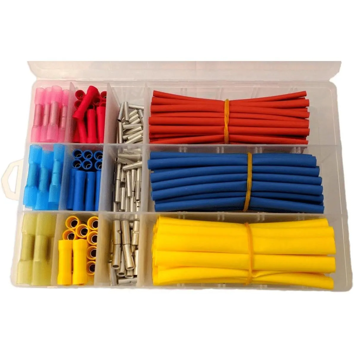 Connector and Heat Shrink Tubing Kit, 270 count with Case.  for Electrical, Marine and Automotive Wire. 165  Connectors and 105 count Heat Shrink Tubing