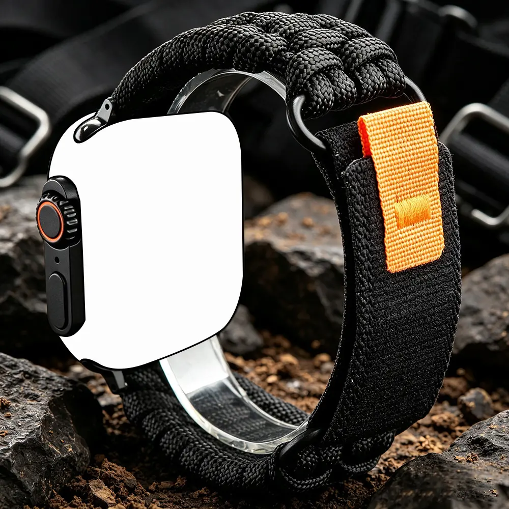 1 piece YunStrap Loop Buckle Hand Woven Umbrella Rope Strap for Apple Watch Series Ultra 11/10/9/8/7/SE/6/5/4, for IWatch 49mm 46mm 45mm 44mm 42mm 41mm 40mm, Men and Women Outdoor Sports Straps