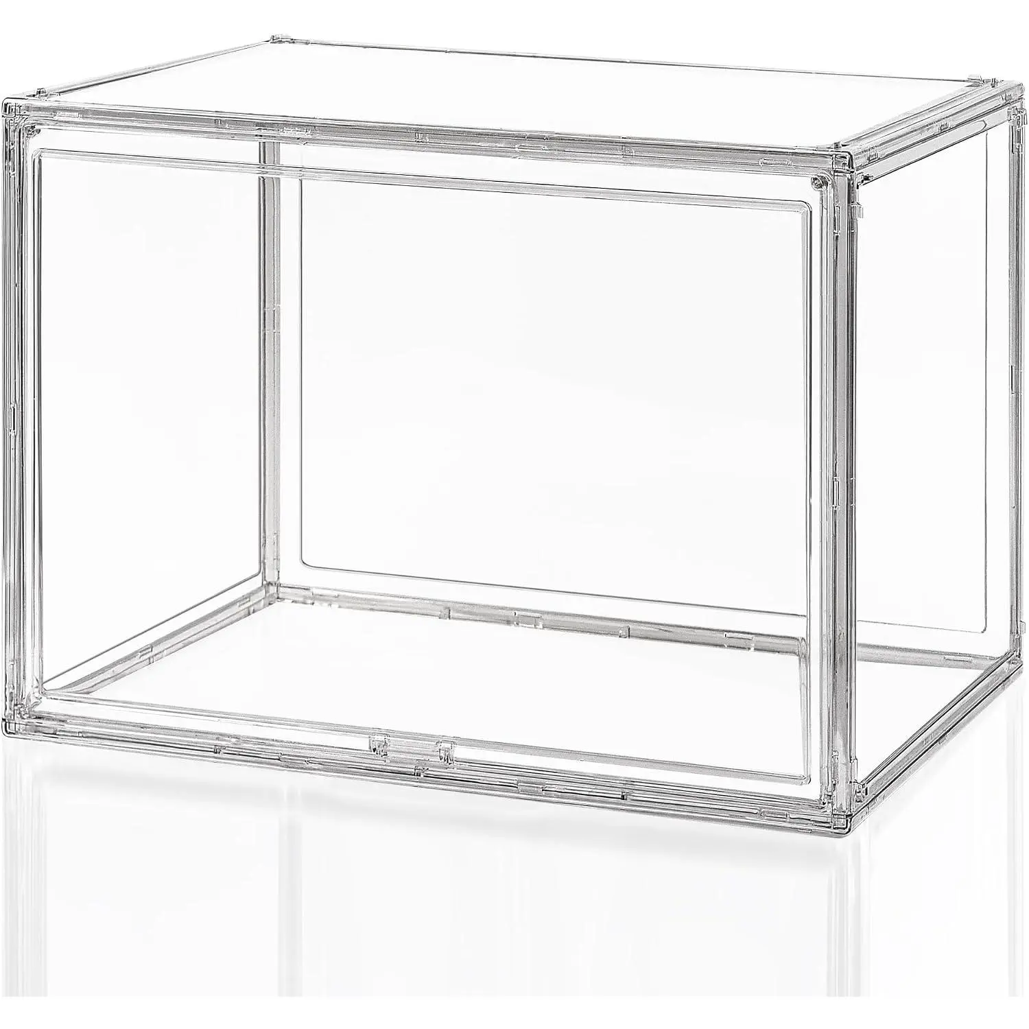Clear  Display Case – Stackable Storage Box with  Lid,  Organizer for Collectibles, Figures, Shoes, and Books – Large Size 14.2"x8.7"x10.6"