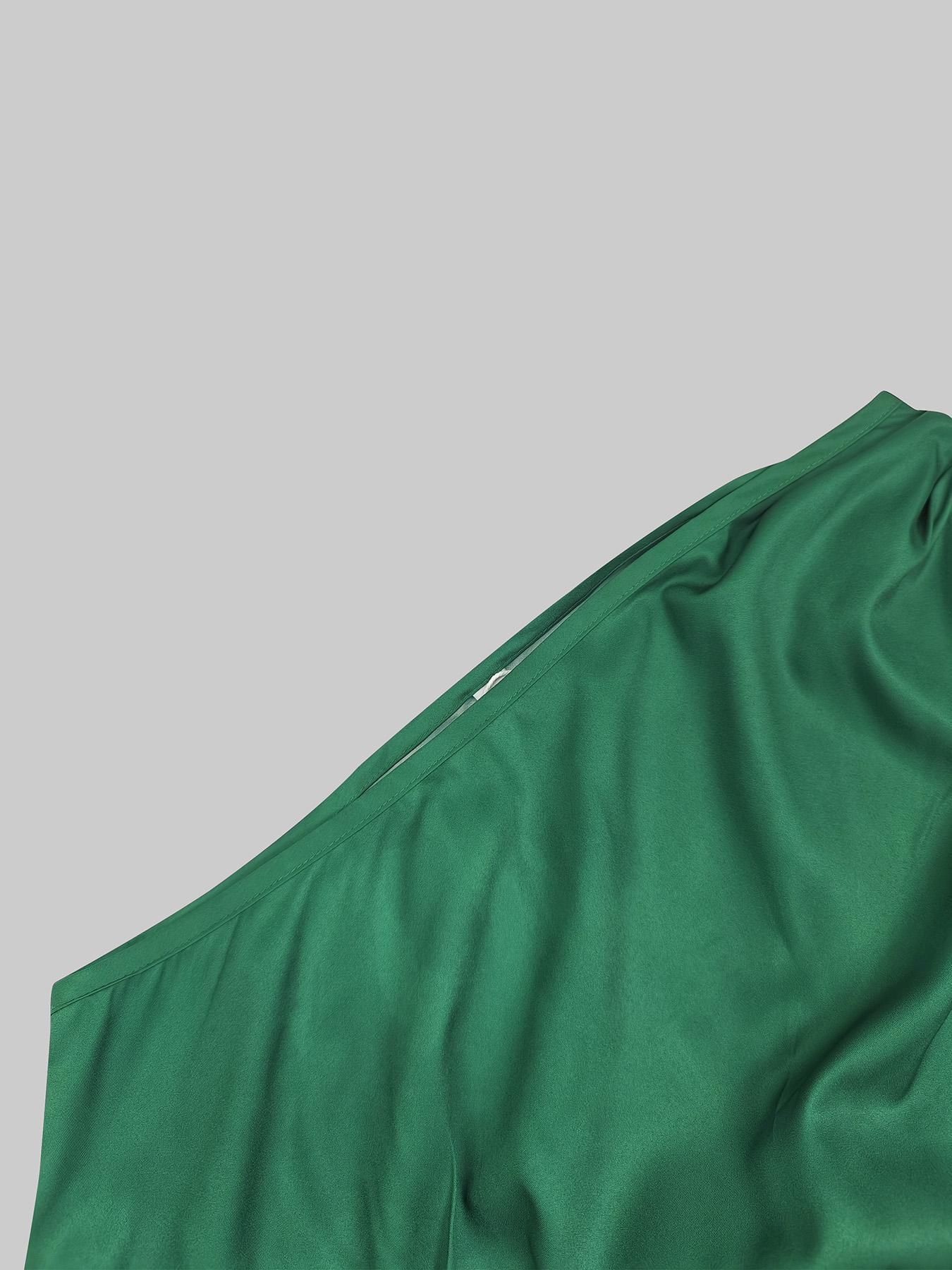 Women's Colorblock  One Shoulder Dress, Elegant  Long Dress for Party Holiday Wedding Guest, Ladies Clothes for All Seasons