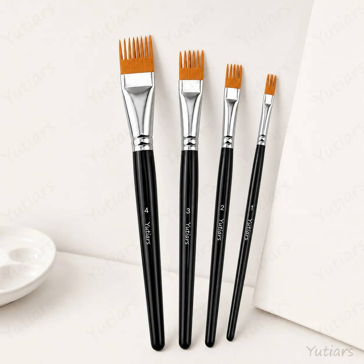 4PCS Texture Painting Brushes with Split Rake Bristles, Perfect for Grass, Hair, Fur, Feather Details, Acrylic Painting & DIY Art Projects