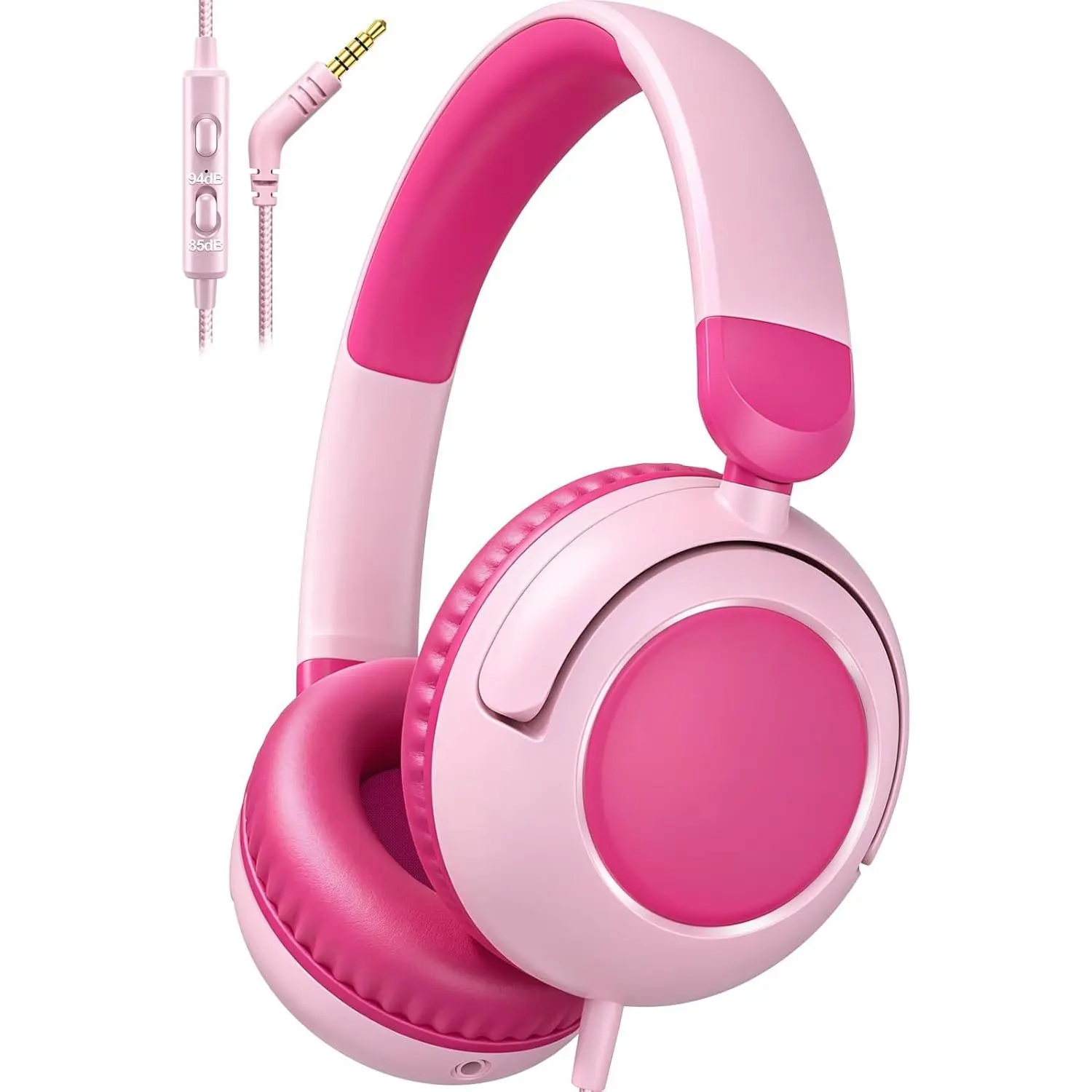 V8  Headphones, Headphones with Mic, 85/94dB Volume Limiter, -Free 3.5mm, Stereo Sound, Shared Interface, Adjustable Portable Headphones for School & Travel ()