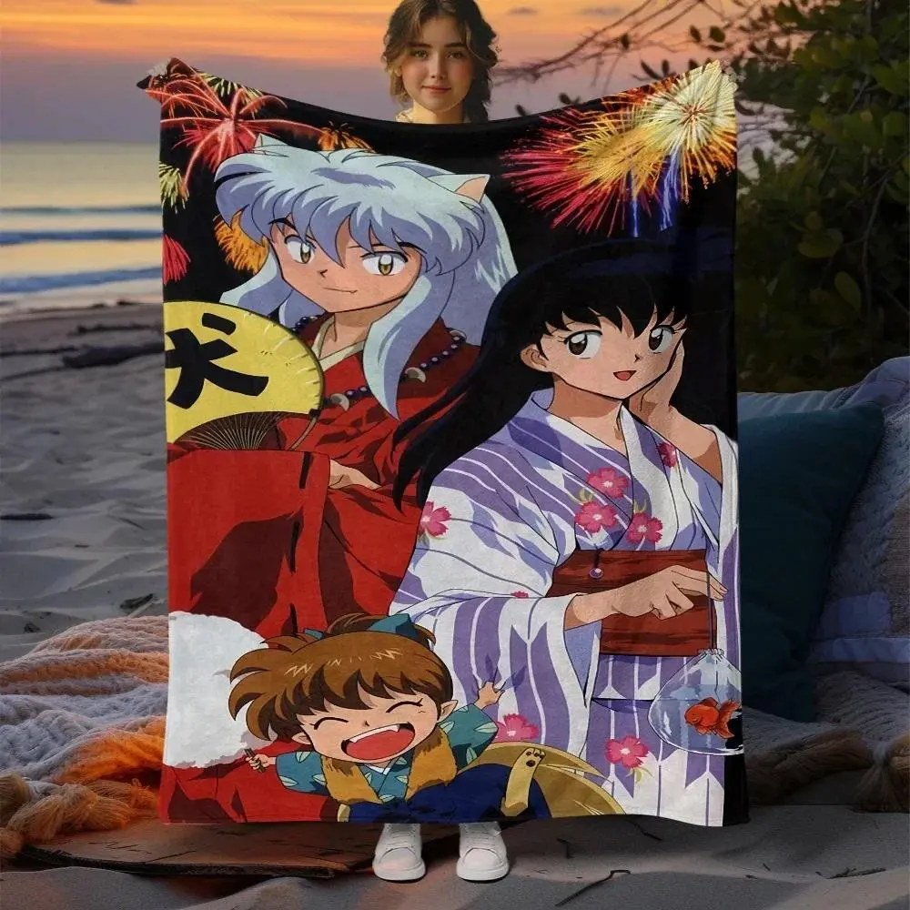 Inuyasha Flannel Blanket Soft Warm Throw Blanket for Sofa Bed Camping Travel Picnic Outdoor Gift