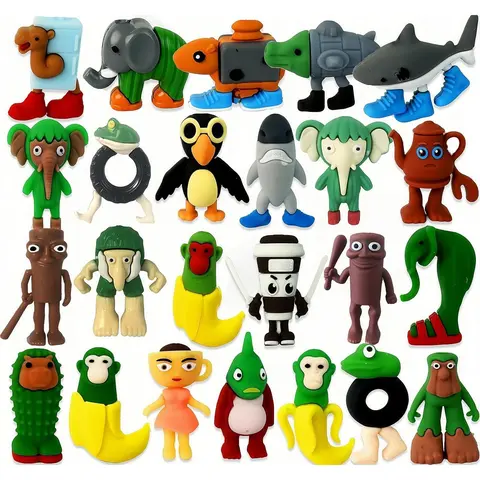 24 Collectible Silicone Character Figurine Set - Unisex Tralalero Tralala, Tung Tung Sahur, BRR BRR Patapim Meme Brainrot Toys, Cute Figures, Bag Charm Decorations, Desktop Decor, Car Accessories