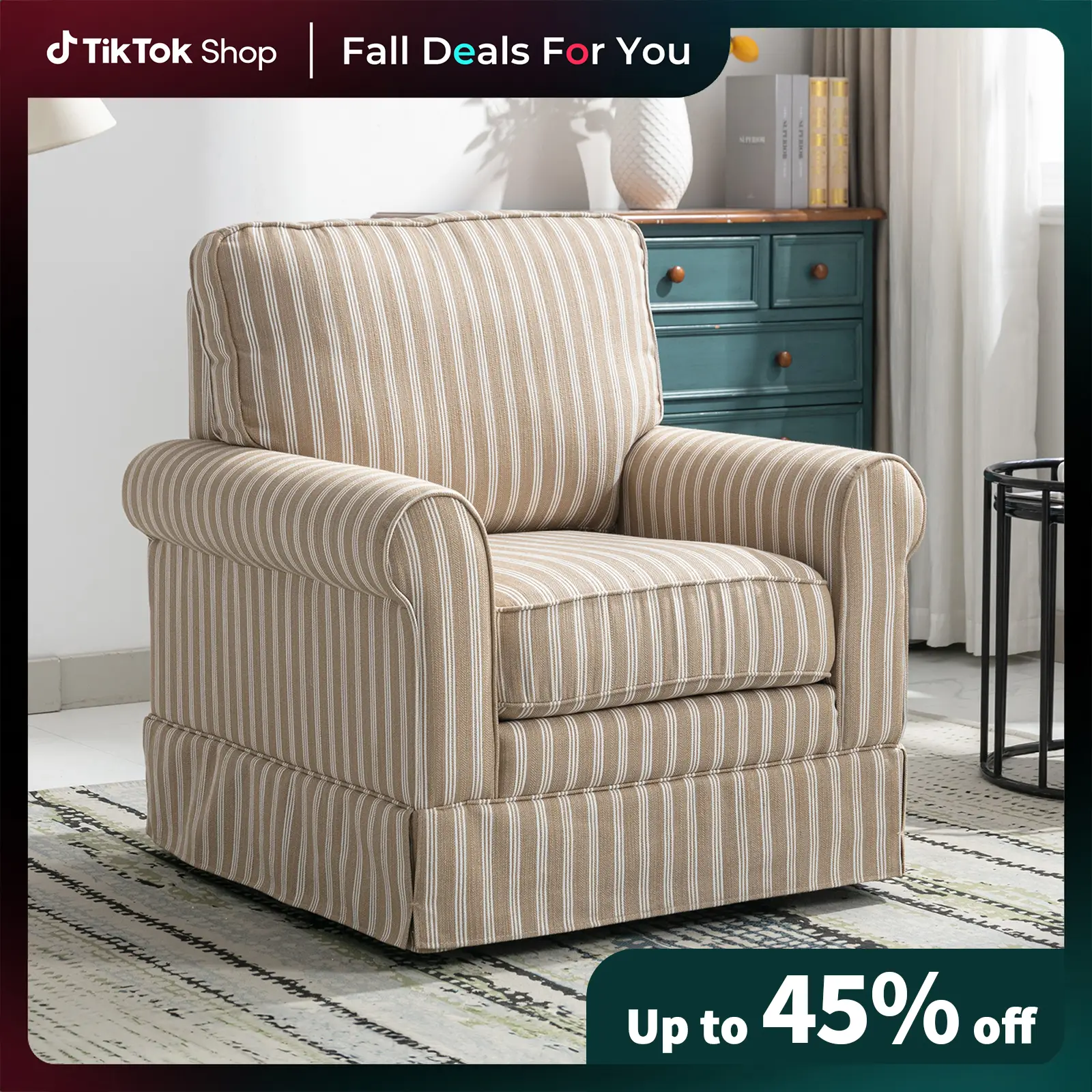 [falldealsforyou]Ebello Swivel High Back Linen Mid Century Modern Accent Chair – Wood Frame, Upholstered Seat with Waist Cushion – Elegant & Durable