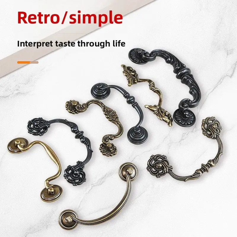 Door handle; zinc alloy double seat handle; cabinet door; drawer; Chinese vintage handle; European hardware antique door handle