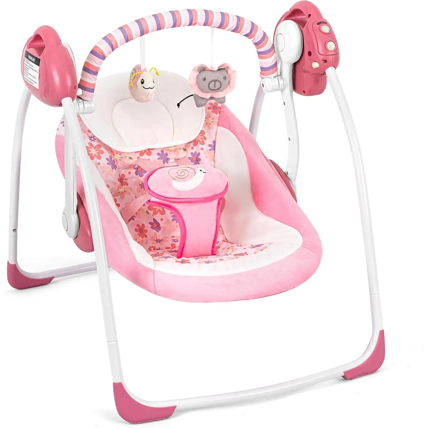 Baby Swings for Infants, Powered by Power Cord (Included) and Batteries for Indoor/Outdoor Use, Easy-Fold Infant Swing, Electric Baby Swing for 0-9 Months 6-25 lbs