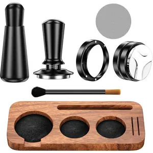 7 Pack Espresso Accessories Kit,54mm Espresso Tool Kit Espresso Tamping Station Coffee Distributor Tamper WDT Tool Dosing Funnel Expresso Puck Screen Christmas Gift for Espresso Lovers