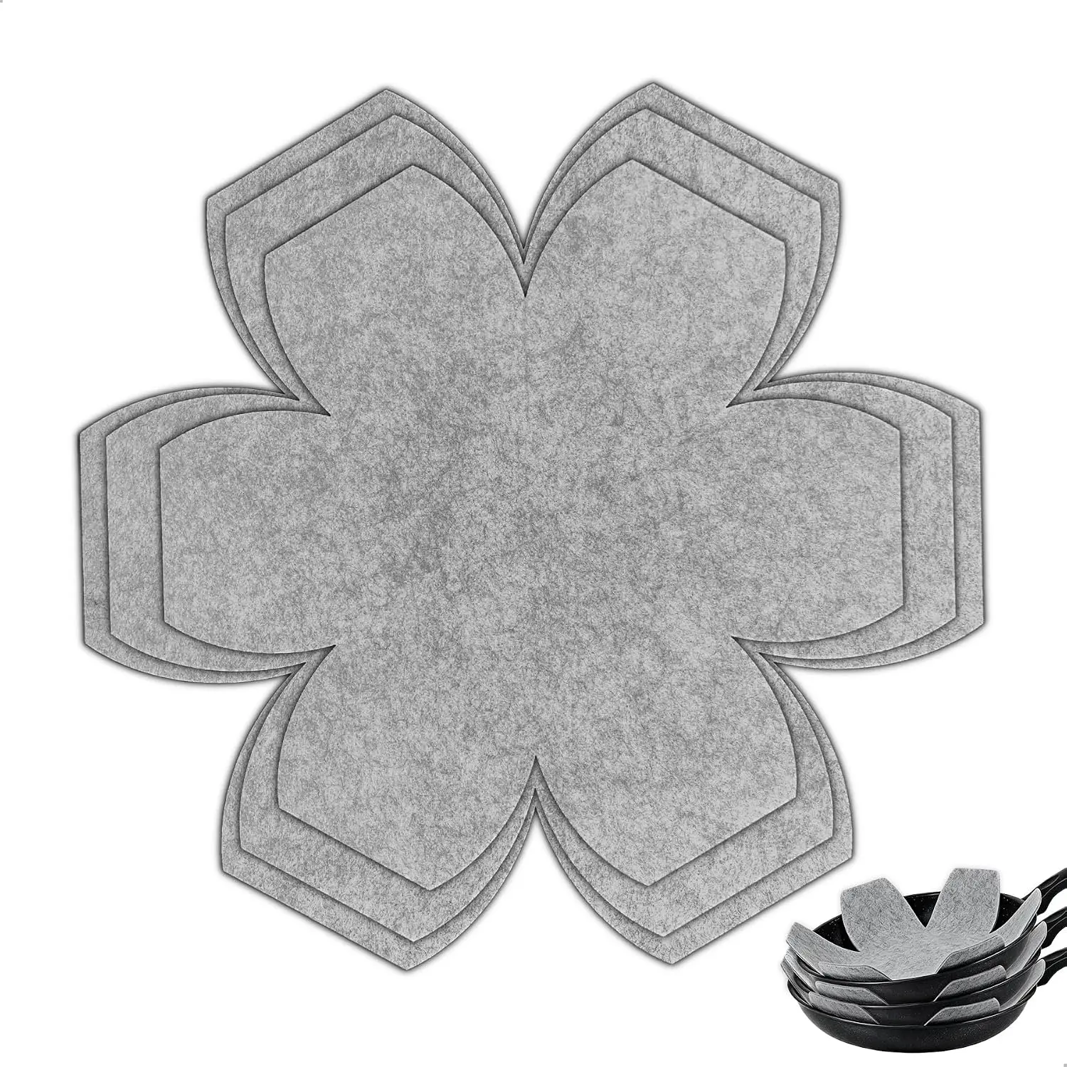 Felt Pot and Pan Protectors, 6-Count 3-Size Compact Pack, Polyester Felt Anti-Slip Stacking Separators, Prevents Scratching/Marring for Glass/Ceramic Plates & Cookware