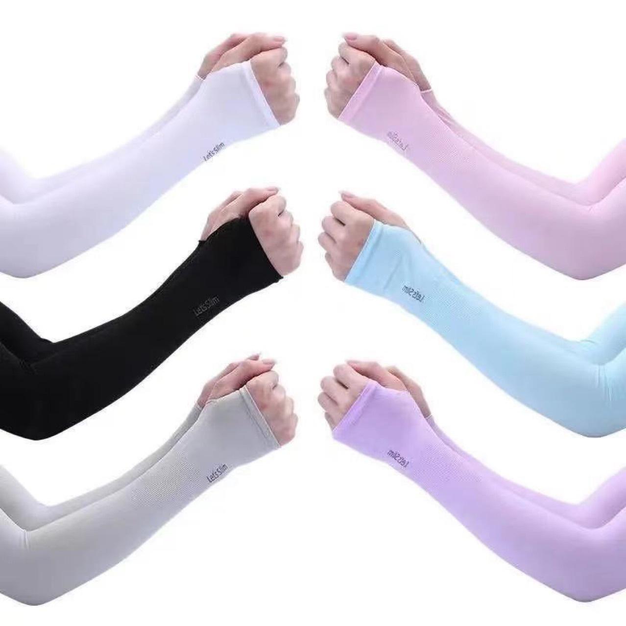 6 Pack Ice Sleeve Summer Sun Protection Women's Men's Arm Guards Ice Silk Sleeve Gloves Thin UV Driving Elbow Protector Internet Celebrity